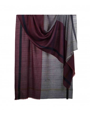 Plain Stole - Grey and Plum