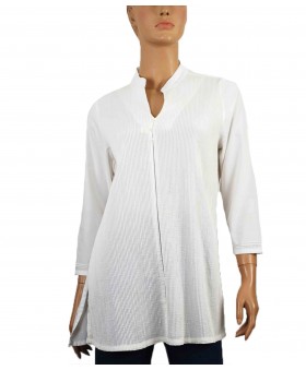 Casual Kurti - White Pintuck 