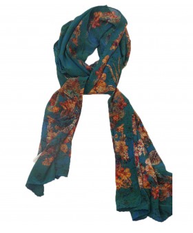 Crepe Silk Scarf - Paisley With Flowers