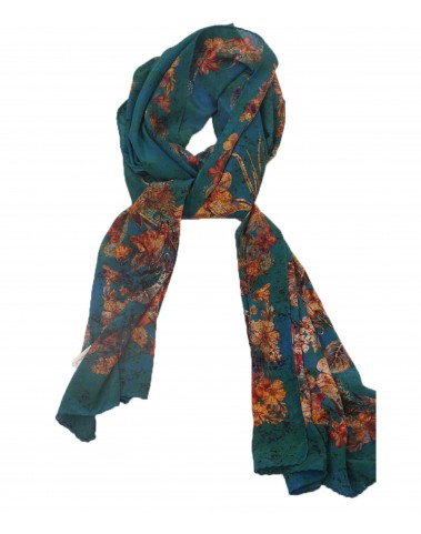 Crepe Silk Scarf - Paisley With Flowers