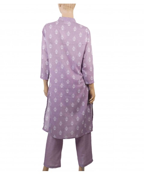 Kurti Set - Lilac With White Patch