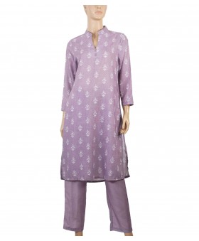 Kurti Set - Lilac With White Patch