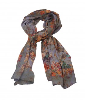 Crepe Silk Scarf - Paisley and Floral