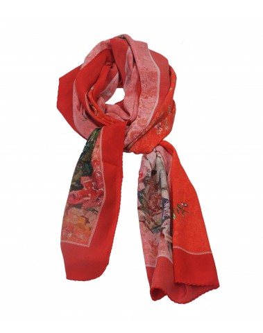 Crepe Silk Scarf - Coral Floral