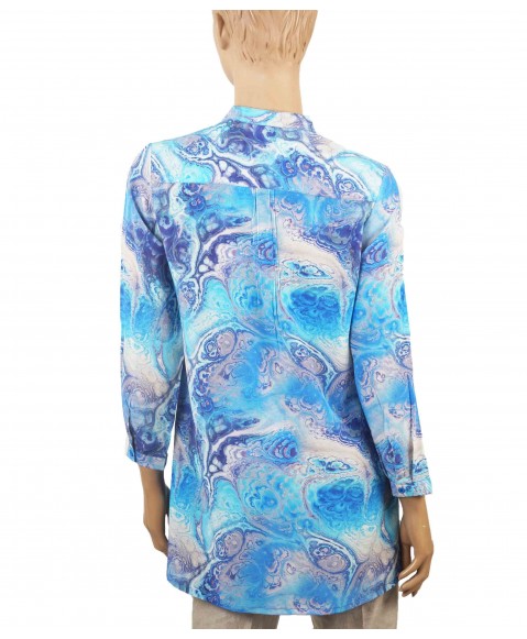 Long Silk Shirt - Deep Blue Sea