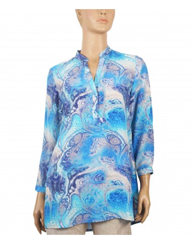 Long Silk Shirt - Deep Blue Sea