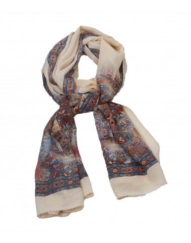 Crepe Silk Scarf -Beige Rust