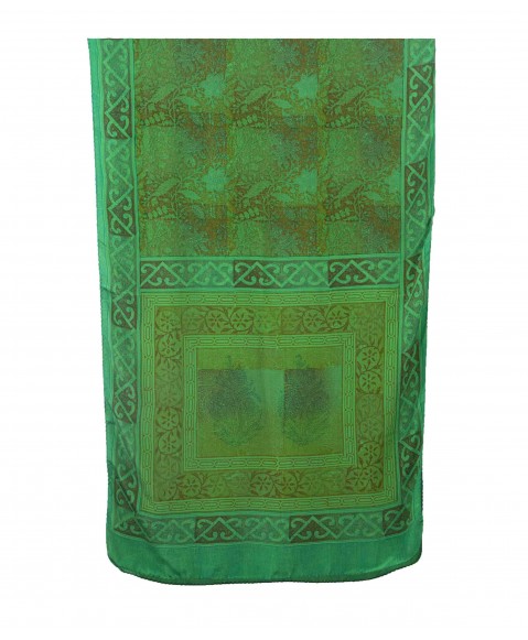 Crepe Silk Scarf - Green Floral