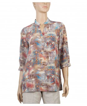 Short Silk Shirt - Beige Rust