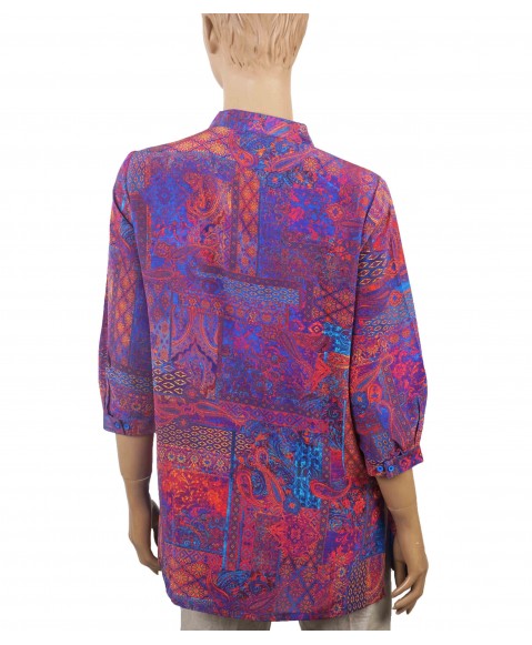 Short Silk Shirt - Purple Paisley prints