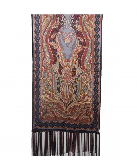 Black & Brown Big Paisley Tassle Stole