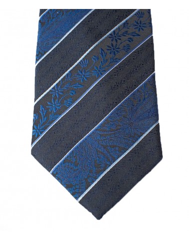 Woven Tie - Black Floral Stripe