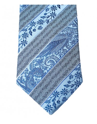 Woven Tie - Blue Floral Stripe