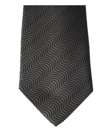 Woven Tie - Black & Khaki Wave 