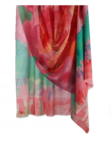 Printed Stole - Pink Poppies 