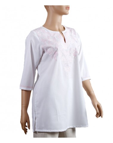 EMBROIDERED Casual Kurti-Pink & White
