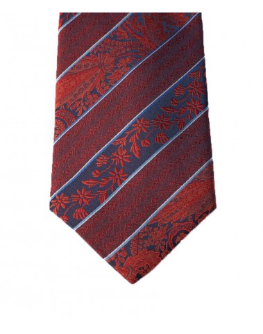 Woven Tie - Red Floral Stripe