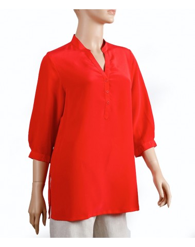 Plain short Silk Shirt-Red