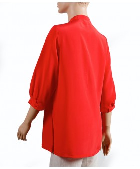 Plain short Silk Shirt-Red