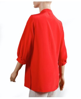 Plain short Silk Shirt-Red