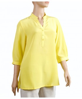 Plain Silk Shirt-Yellow
