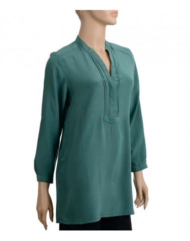 plain Long Silk Shirt -Deep Green 