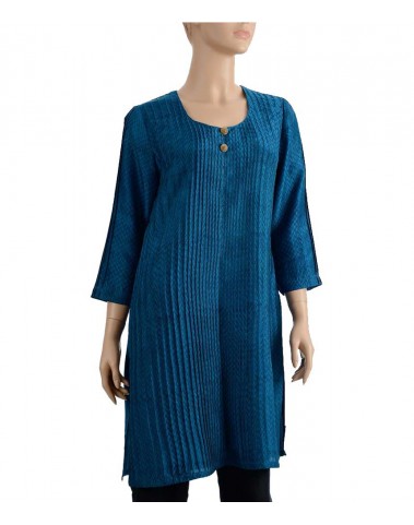 Tunic - Blue Zig Zag Pintuck