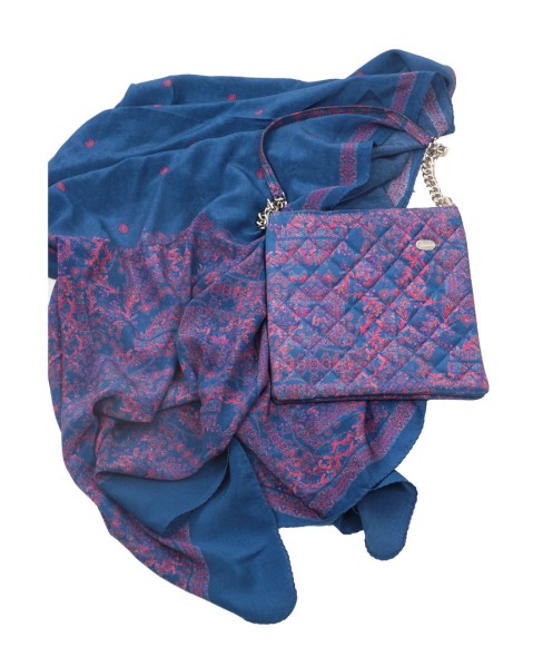 Scarf Set - Blue And Pink Abstract