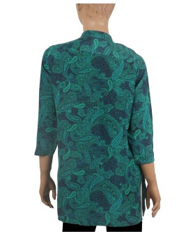 Antique Silk Kurti - Green Paisley