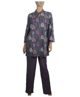 Cotton Co-ord Set - Purple Leaf