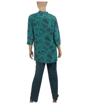 Silk Embroidered Co-ord Set - Green Paisley
