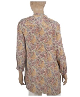 Long Silk Shirt - Beige Floral