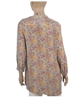 Long Silk Shirt - Beige Floral