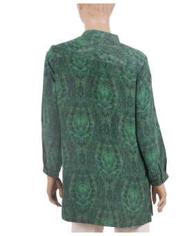Long Silk Shirt - Green Paisley 