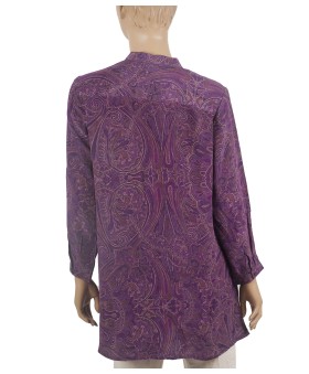 Long Silk Shirt -Purple Ethnic 