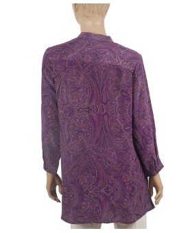 Long Silk Shirt -Purple Ethnic 