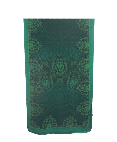 Crepe Silk Scarf - Green Paisley