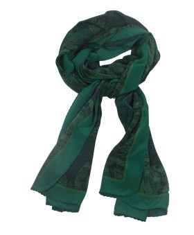 Crepe Silk Scarf - Green Paisley