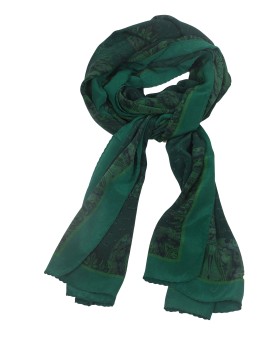Crepe Silk Scarf - Green Paisley