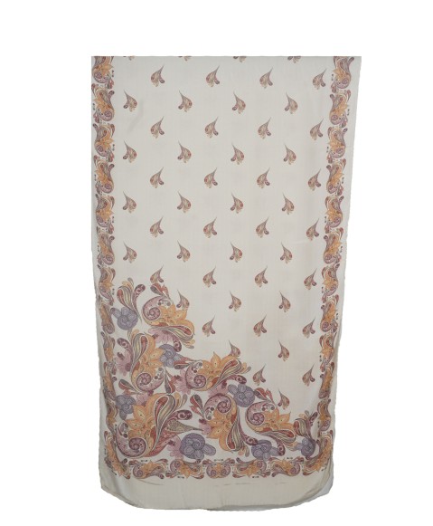 Crepe Silk Scarf - Beige Floral