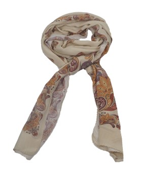 Crepe Silk Scarf - Beige Floral
