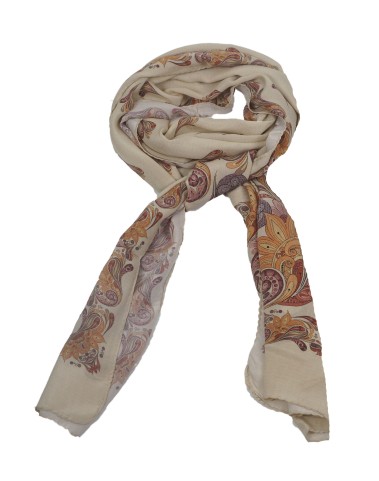 Crepe Silk Scarf - Beige Floral