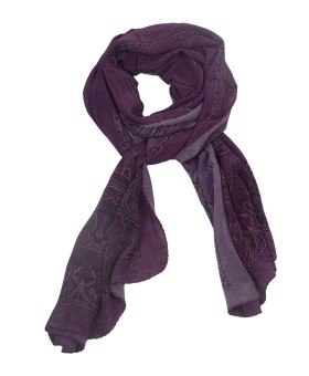Crepe Silk Scarf - Purple Ethnic Prints