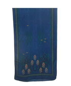 Crepe Silk Scarf - Beige floral Patch