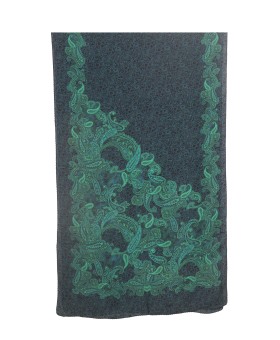 Crepe Silk Scarf - Green Paisley