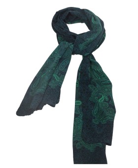 Crepe Silk Scarf - Green Paisley