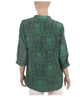 Short Silk Shirt - Green Paisley