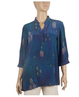Short Silk Shirt - Beige Floral