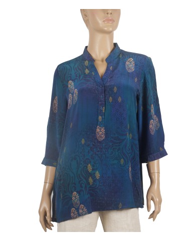 Short Silk Shirt - Beige Floral