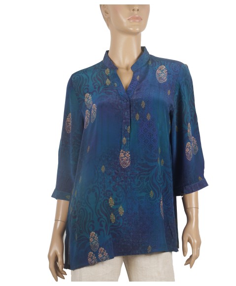 Short Silk Shirt - Beige Floral